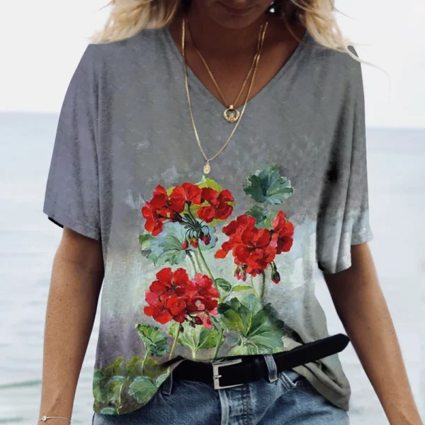 Fashion Floral Flower Graphics 3D Print T-Shirts Woman Summer T Shirt Streetwear Women's Y2K Tops Oversized Clothing Girls Tees - Image 19