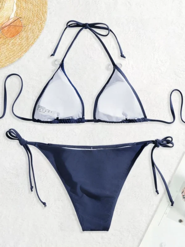 Swimwear Thong Bikini Set Sexy New Navy Blue Swimsuits Woman Sexy Bathing Suits Bikinis Triangle Bandage Female Beachwear - Image 3