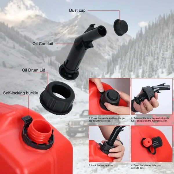 Flat Gas Can, Fuel Tank Gas Oil Petrol Storage Can, Anti-Static Gas Container, Dirt Bike Can with Lockable Buckle 30L - Image 5