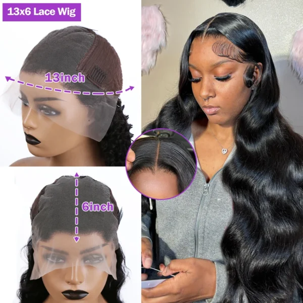 13x6 HD Transparent Body Wave Lace Frontal Human Hair Wig 30 40 Inch 13x7 Lace Front Wig 250 Density 6x6 Glueless Closure Wigs - Image 9