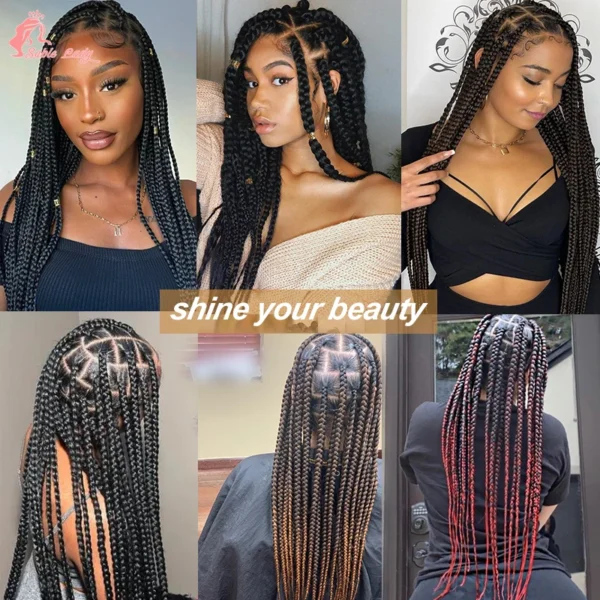Synthetic Full Lace Wigs Jumbo Box Braids Wig Lace Front Wig Knotless Braids Wig Black Women Long 36“ Cornrows Box Braided Wigs - Image 5