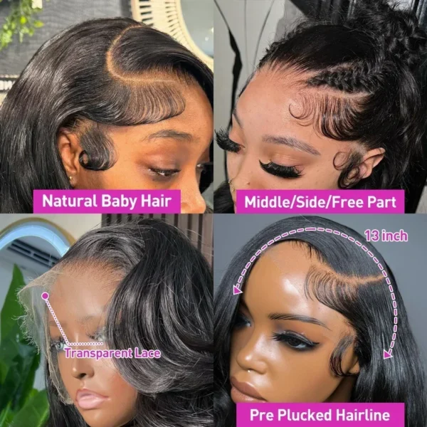 13x6 HD Transparent Body Wave Lace Frontal Human Hair Wig 30 40 Inch 13x7 Lace Front Wig 250 Density 6x6 Glueless Closure Wigs - Image 18