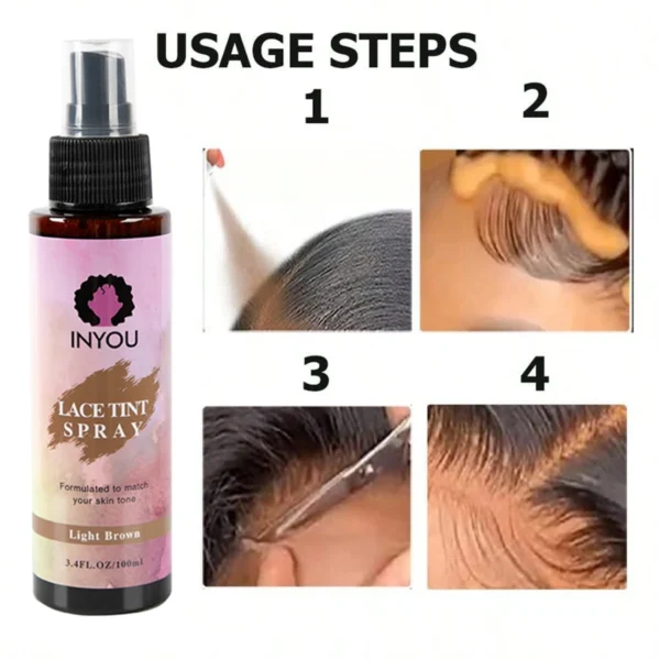Lace Tint Spray for Wigs,Waterproof Lace Tint Melting Mousse Spray Concealer for Lace Closure front Wigs Toupees Edge Control La - Image 2