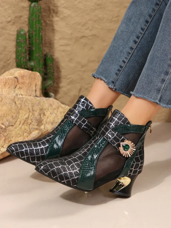 Spring and Summer New High Heel Mesh Boots Hollow Mesh Sandals Thick Heel Fashion Women's Shoes Women's Sandals - Image 9