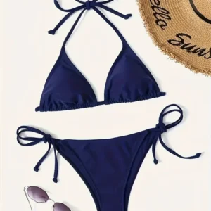Swimwear Thong Bikini Set Sexy New Navy Blue Swimsuits Woman Sexy Bathing Suits Bikinis Triangle Bandage Female Beachwear