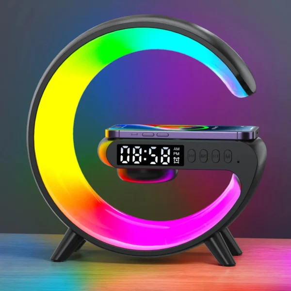 LED Smart Wake Up Light RGB Night Light with Wireless Speaker 15W Wireless Rechargeable Desk Lamp for Bedroom Bedside Game Room - Image 7