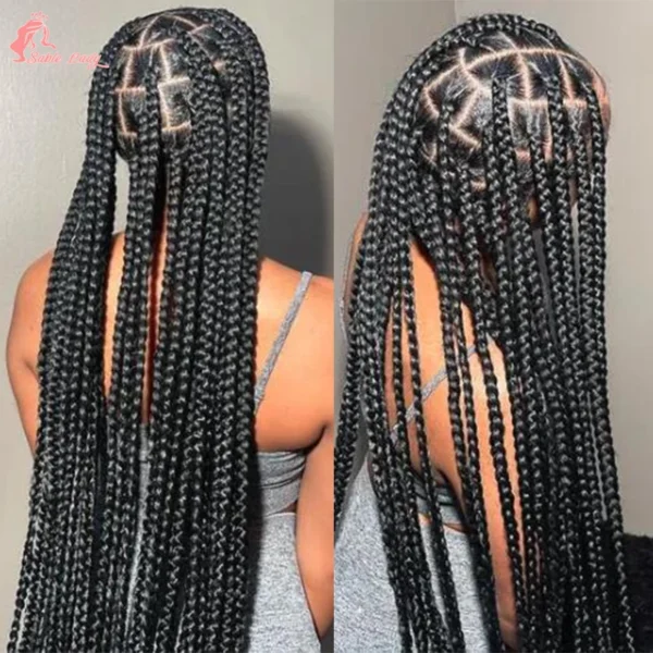 Synthetic Full Lace Wigs Jumbo Box Braids Wig Lace Front Wig Knotless Braids Wig Black Women Long 36“ Cornrows Box Braided Wigs - Image 12