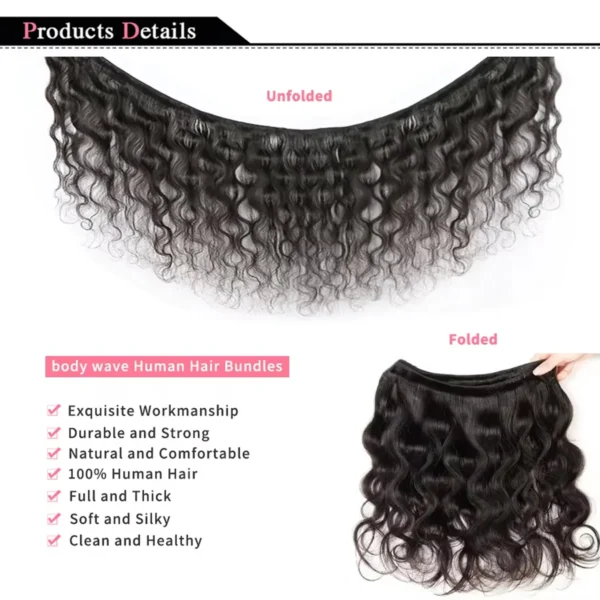 Body Wave Bundles 100% Human Hair Extensions Brazilian Remy 32Inch Water Wavy Raw Hair Bundles Virgin Double Weft Hair Weaving - Image 4