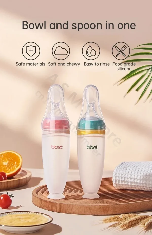 BBET Squeezing Feeding Bottle Silicone Newborn Baby Training Rice Spoon Infant Cerea Food Supplement Feeder Safe Tableware - Image 13