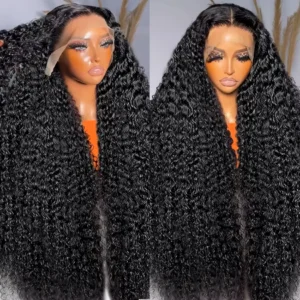 40 Inch Deep Wave 13x4 HD Transparent Lace Frontal 100% Human Hair Wigs 13x6 Lace Frontal Wigs 250 Density Curly Wigs For Women