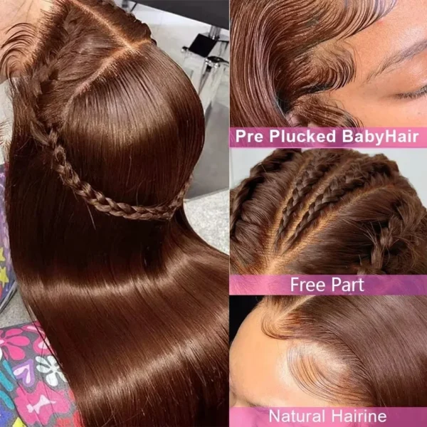 Chocolate Brown Straight 13x4 13x6 Hd Lace Frontal Wig Brazilian Colored T Part Human Hair Wigs For Women Preplucked 30 36 Inch - Image 11