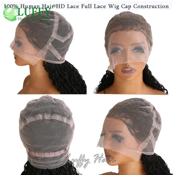 Human Hair Braided HD Full Lace Wigs Knotless Box Boho Braids Full Lace Braided Wig Pre Plucked with Baby Hair Curly End 300% - Image 13