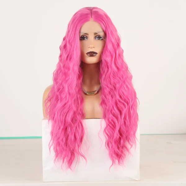 Light Blue Wig Synthetic Lace Front Wig Free Long Loose Curly Lace Wigs Glueless Synthetic Hair Wig Blue Cosplay Wig - Image 16