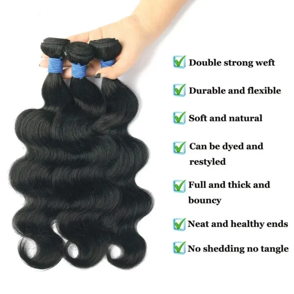 Rosabeauty Human Hair Bundles Body Wave 26 28 30 32 Inch 100% Unprocessed Brazilian Virgin Hair Weave Real Human Hair Natural - Image 4