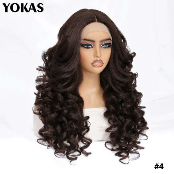 24 Inch Synthetic Lace Front Wigs For Black Women Curly Afro Lace Wigs for Afro Women Chocolate Brown Lace Front Wigs For Woman - Image 13
