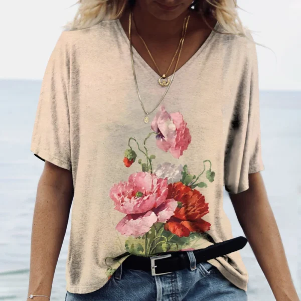 Fashion Floral Flower Graphics 3D Print T-Shirts Woman Summer T Shirt Streetwear Women's Y2K Tops Oversized Clothing Girls Tees - Image 7