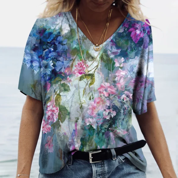 Fashion Floral Flower Graphics 3D Print T-Shirts Woman Summer T Shirt Streetwear Women's Y2K Tops Oversized Clothing Girls Tees - Image 2