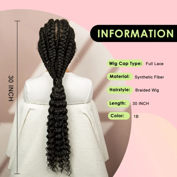 African Black Women Braided Wigs Double Lace Cornrow Braided Wig with Baby Hair Full Lace Frontal 30 Inch Natural Braiding Hair - Image 6