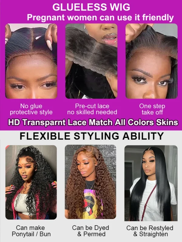 Wear Go 300% High Density Loose Deep Wave 40 50 Inch Full 13x6 13x4 HD Lace Frontal Human Hair Wig Glueless Preplucked Curly Wig - Image 3