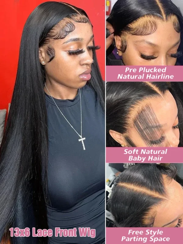 300% High Density 40 46 Inch Bone Straight 13x6 HD Lace Front Wigs Human Hair Brazilian 13x4 360 Full Lace Frontal Wig Pre Pluck - Image 2