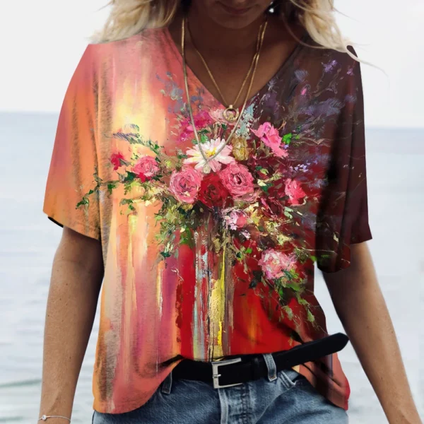Fashion Floral Flower Graphics 3D Print T-Shirts Woman Summer T Shirt Streetwear Women's Y2K Tops Oversized Clothing Girls Tees - Image 9