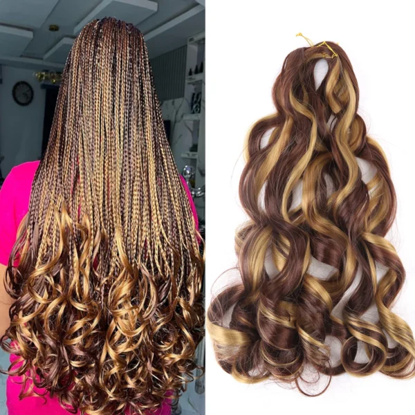 French Curly Crochet Braiding Hair Synthetic Loose Wave Ombre Braids Hair for Women  Spiral Curls Pre Stretched Hair Extensions - Image 9