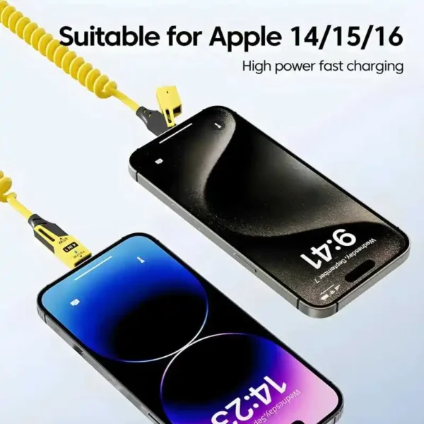 4 in 1 65W Spring Short Data Cable 6A USB Type C Spring Telescopic Quick Charger Wire Spring USB Cable for iPhone 15 14 13 12 - Image 4
