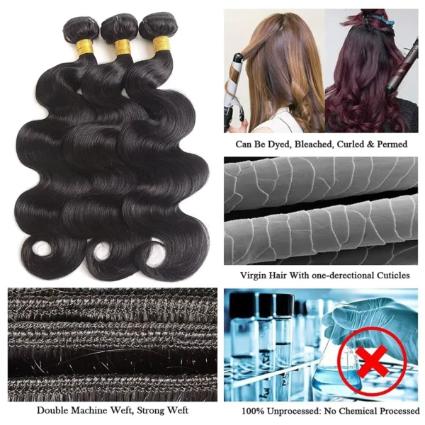 40 50 Inch Human Hair Bundles Loose Body Wave 3 Raw Hair Bundles Human Hair Natural Black Brazilian Remy Hair Weave Extensions - Image 3