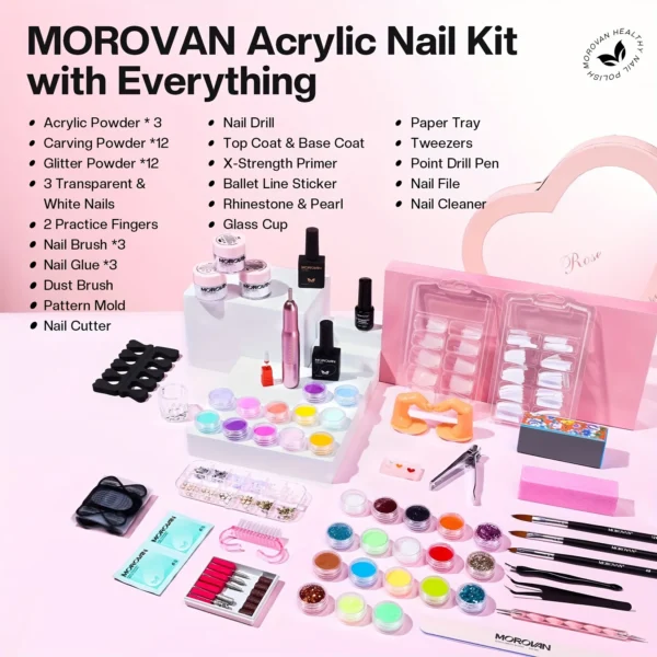 Morovan Professional Beginner Acrylic Nail Starter Kit, Convenient All-In-One Kit For Home Salon, Valentine's Day Holiday Gift - Image 6