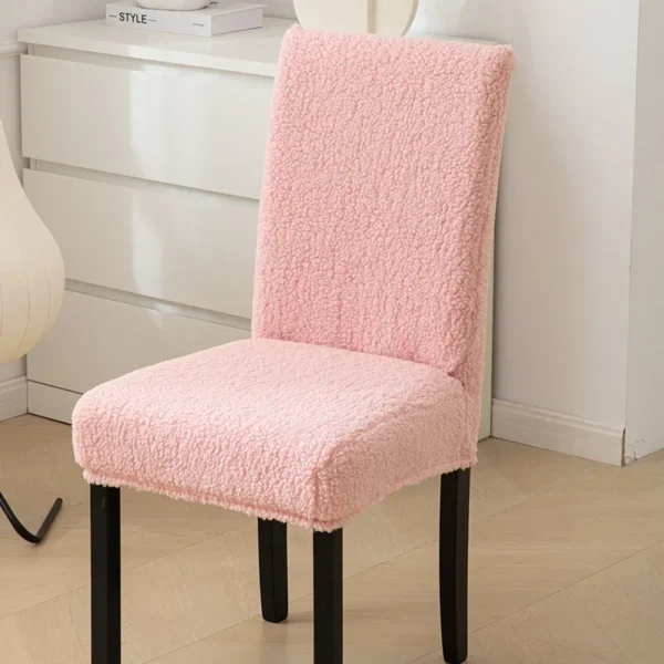 1PCS New Autumn and Winter Lambs Plush Chair Cover Solid Color  Thicken Universal Dining Chair Cover Householder Seatcover - Image 8
