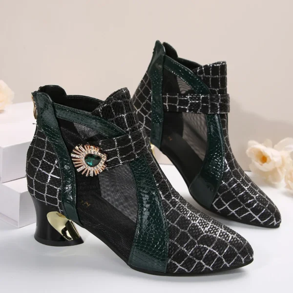 Spring and Summer New High Heel Mesh Boots Hollow Mesh Sandals Thick Heel Fashion Women's Shoes Women's Sandals - Image 20