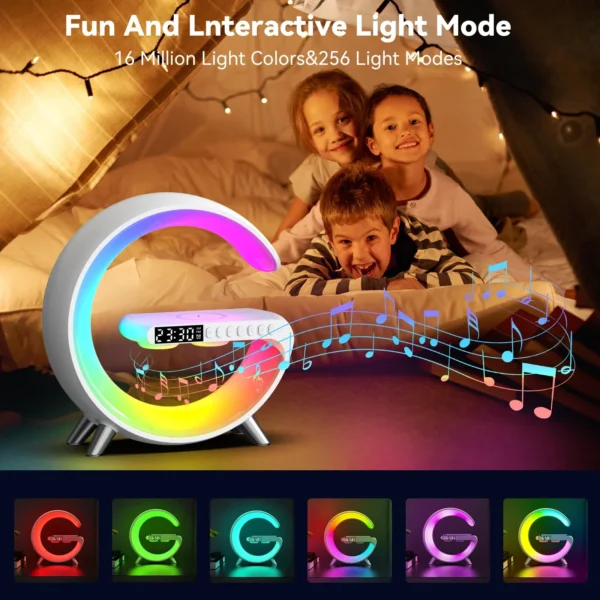 G Wireless Charger Stand Alarm Clock Bluetooth Speaker RGB Night Light Lamp Fast Charging Station Dock for iPhone Samsung Xiaomi - Image 15