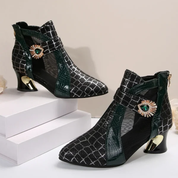Spring and Summer New High Heel Mesh Boots Hollow Mesh Sandals Thick Heel Fashion Women's Shoes Women's Sandals - Image 21
