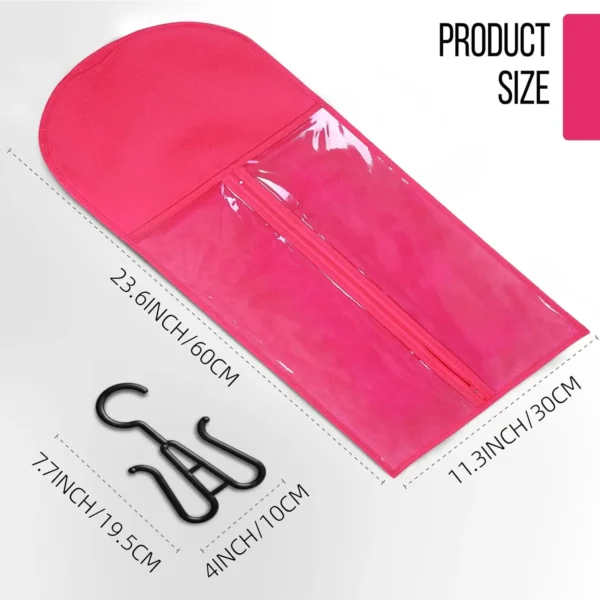 10pcs Long Hair Extensions Storage Bag Non-Woven Dust Proof Wigs Carrier Bags With Plastic Hanger For Home Organizer - Image 4