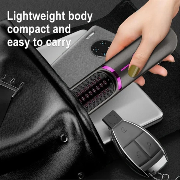 Cordless Hair Straightener Brush Portable Straightening Brush Travel Comb Straightener Women Lightweight Rechargeable - Image 14