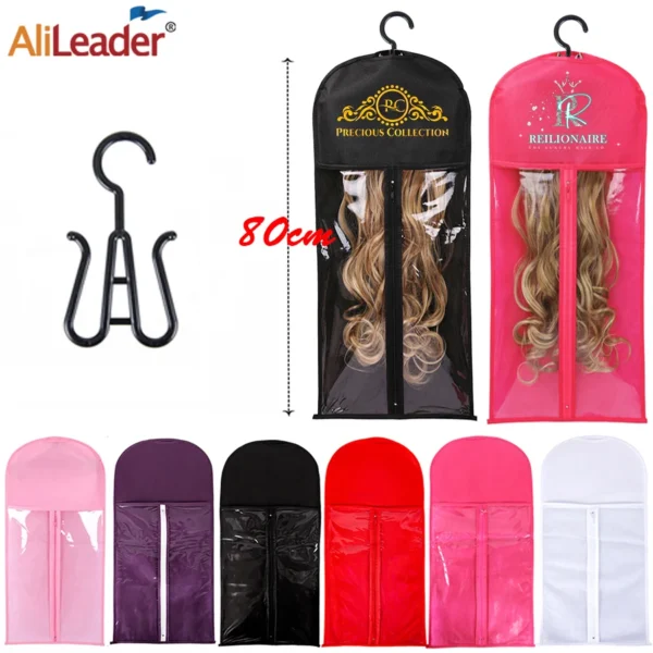 5pcs/set Wig Storage Bag Good Quality Anti Dust Hair Extensions Bag with Holder for Store Wigs Hair Extensions Ponytails 60 80cm