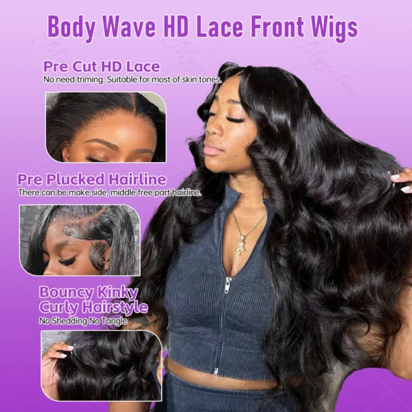 13x6 HD Transparent Body Wave Lace Frontal Human Hair Wig 30 40 Inch 13x7 Lace Front Wig 250 Density 6x6 Glueless Closure Wigs - Image 11