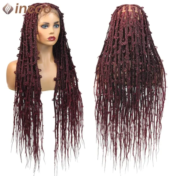 36 Inches Synthetic Lace Braided Wigs Butterfly Braids Lace Wig For Black Women Braid Wigs On Sale Clearance Box Braids Lace Wig - Image 11