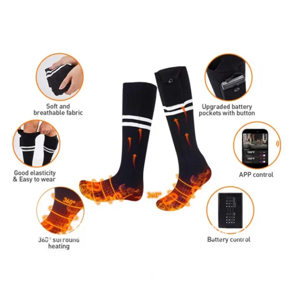 Heated Socks Thermal Winter Warm Skiing Heating Arthritis Electric Socks App Control Rechargeable Outdoor Sport Foot Warmer - Image 24