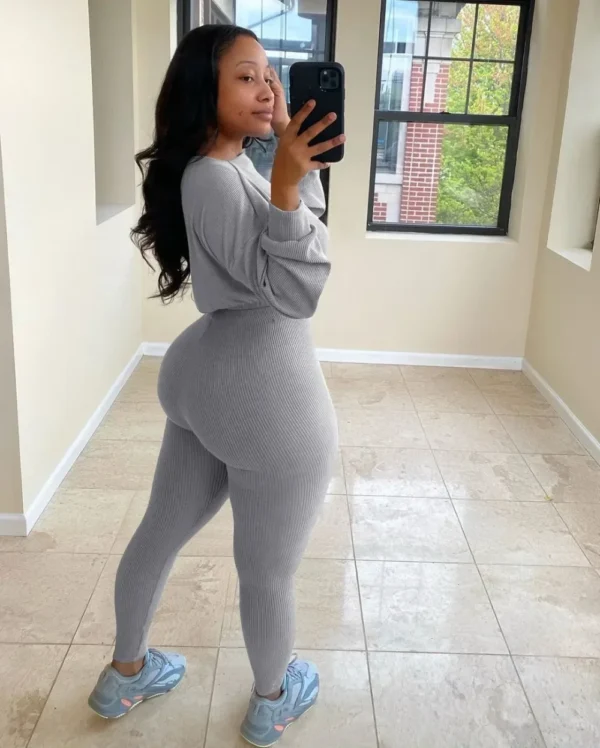 Fashion Summer Solid Lucky Label Letter Embroidery Two Piece Sets Women Sweatshirt+Leggings Casual Sporty Tracksuits Female - Image 36