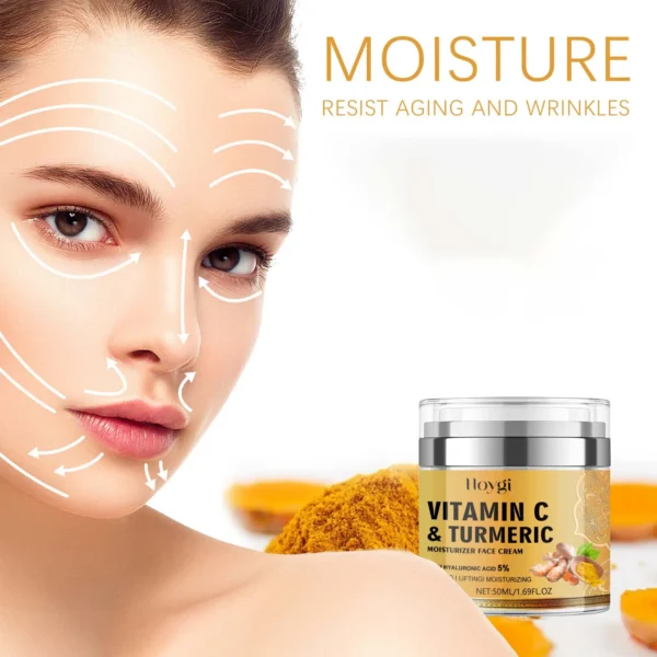 Vitamin C &Turmeric Moisturizer Face Cream Fade Dark Spot Wrinkle Brightening Skin Firming Tighten Lighten Dullness Face Cream - Image 4