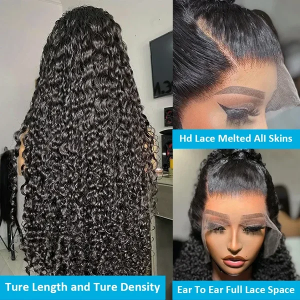 Hd Lace Wig 13x6 Human Hair Pre Plucked Curly Wig 40 Inch Deep Wave Frontal Wig Water Wave Lace Front Wig Brazilian Hair Wigs - Image 2