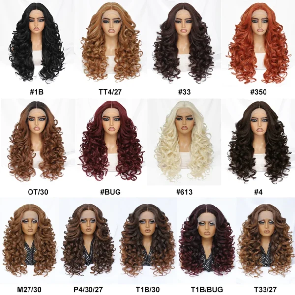 24 Inch Synthetic Lace Front Wigs For Black Women Curly Afro Lace Wigs for Afro Women Chocolate Brown Lace Front Wigs For Woman - Image 2