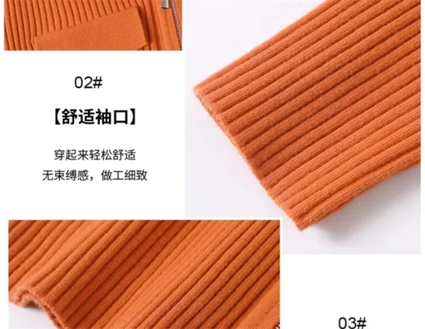 Fashion Zipper Short Knitted Cardigan Sweater 2025 Spring Autumn New Korean Versatile Coat Top Turn-Down Col Sweater Solid Color - Image 18