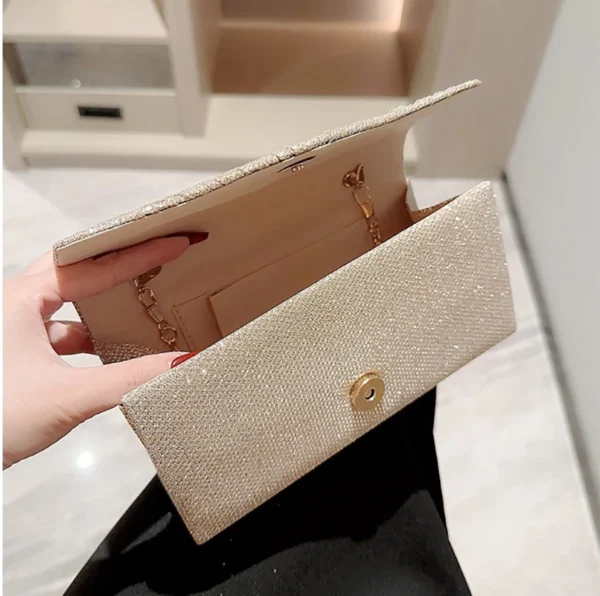 Ladies Glitter Silver Clutch Bag Envelope Evening Bag Fashion Elegant Long Purse Women Chain Shoulder Bags Wedding Party Handbag - Image 8