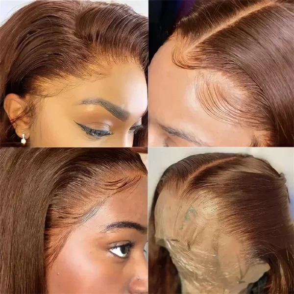 Chocolate Brown Straight 13x4 13x6 Hd Lace Frontal Wig Brazilian Colored T Part Human Hair Wigs For Women Preplucked 30 36 Inch - Image 12