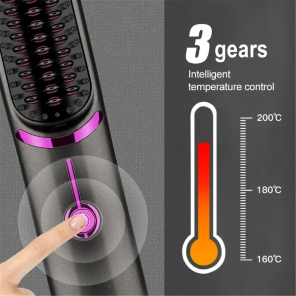 Cordless Hair Straightener Brush Portable Straightening Brush Travel Comb Straightener Women Lightweight Rechargeable - Image 5