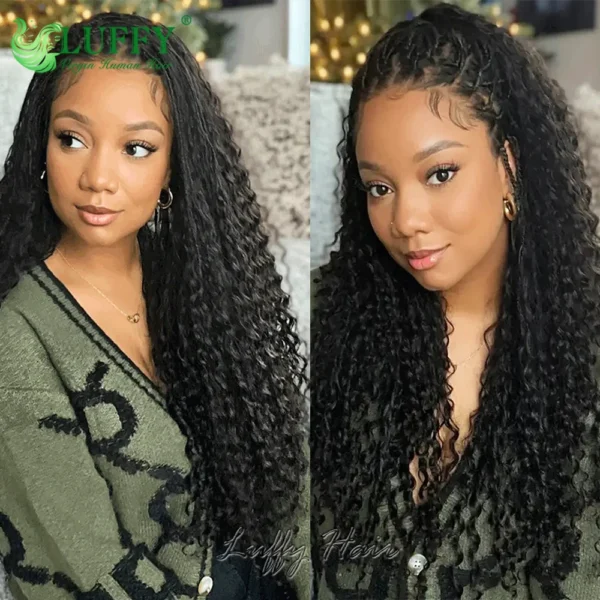 Human Hair Braided HD Full Lace Wigs Knotless Box Boho Braids Full Lace Braided Wig Pre Plucked with Baby Hair Curly End 300% - Image 9