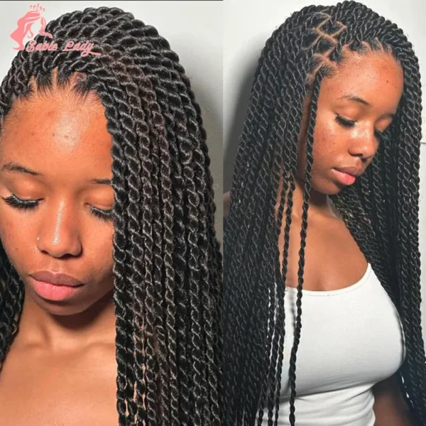 Long 36“ Synthetic Full Lace Wigs Twist Box Braided Wigs Lace Front Wig Knotless Braids Wig Black Women Cornrow Box Braided Wigs - Image 2