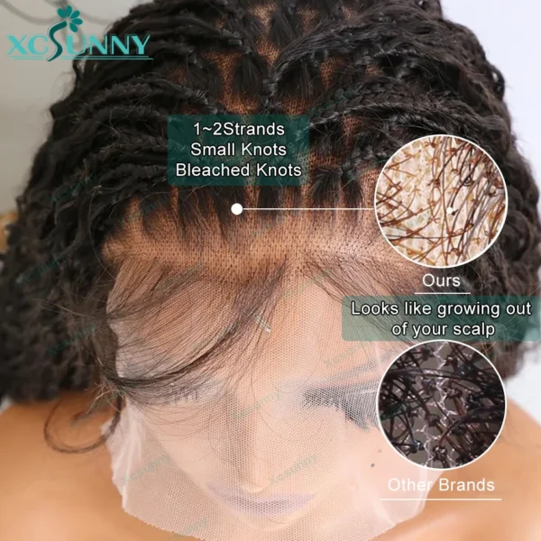 Knotless Braided Wig Human Hair Full Lace HD Wig For Braids For Black Women Boho Braids Human Wig With Curly Ends High Density - Image 2